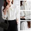 Женская рубашка со стоячим воротником, шнуровкой, бантом, длинным рукавом, плиссированный пуловер, однотонная свободная шифоновая блузка