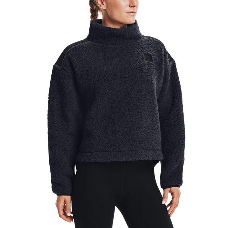 Under Armour Fleece High Collar Training Sports Jacket Women Jackets Black Purple 1366951-590