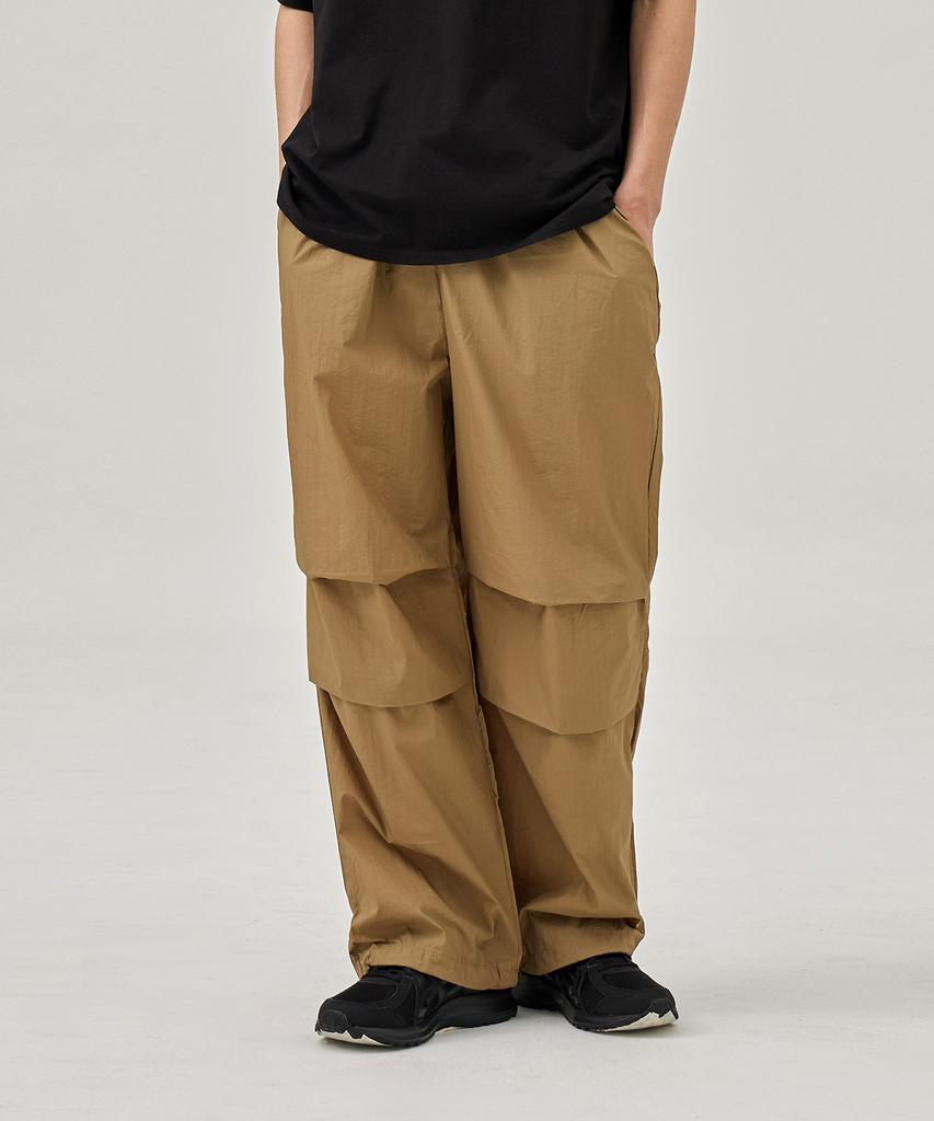 OX STUDIOS Nylon Parachute Pants (Khaki Beige)