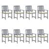 VidaXL Garden Chairs with Cushions 8 Pcs Solid Acacia Wood Grey