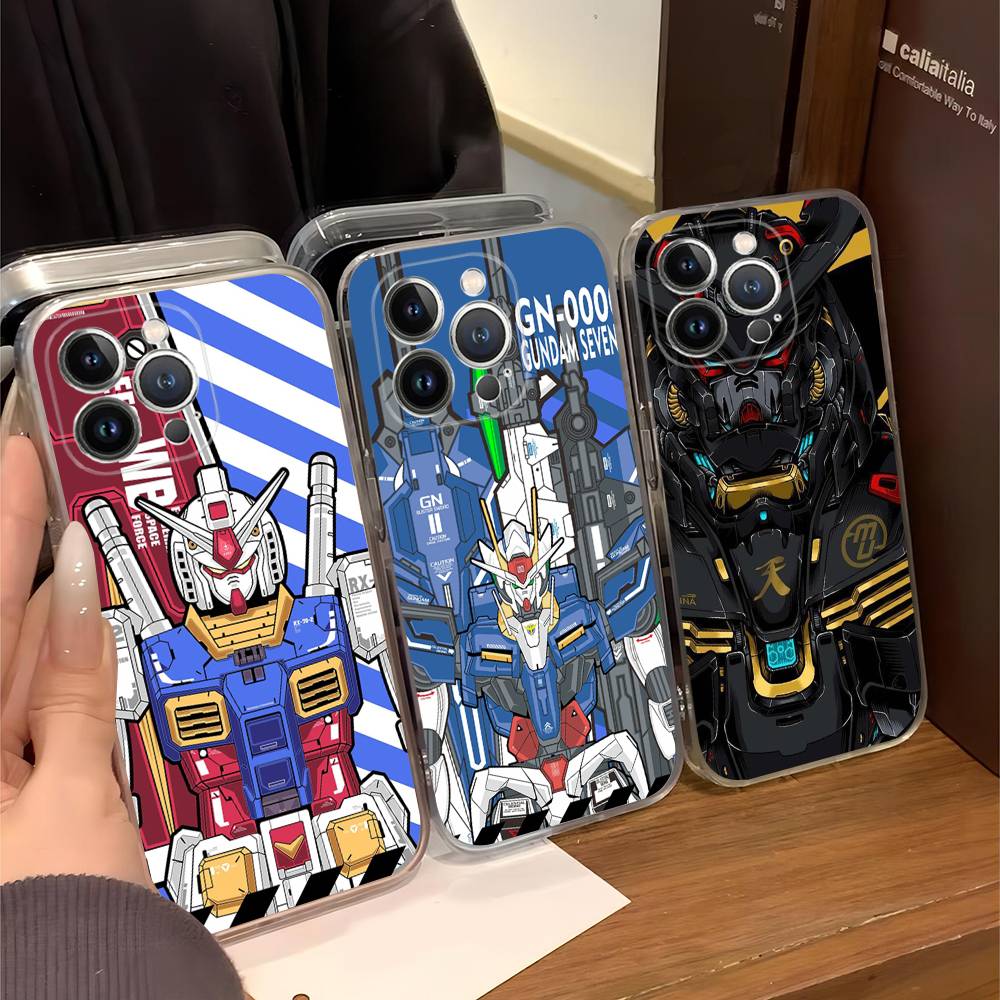 Мультяшный чехол для телефона G-Gundams для IPhone 17 16 15 14 13 11 12 Pro Max 16 Plus Прозрачный