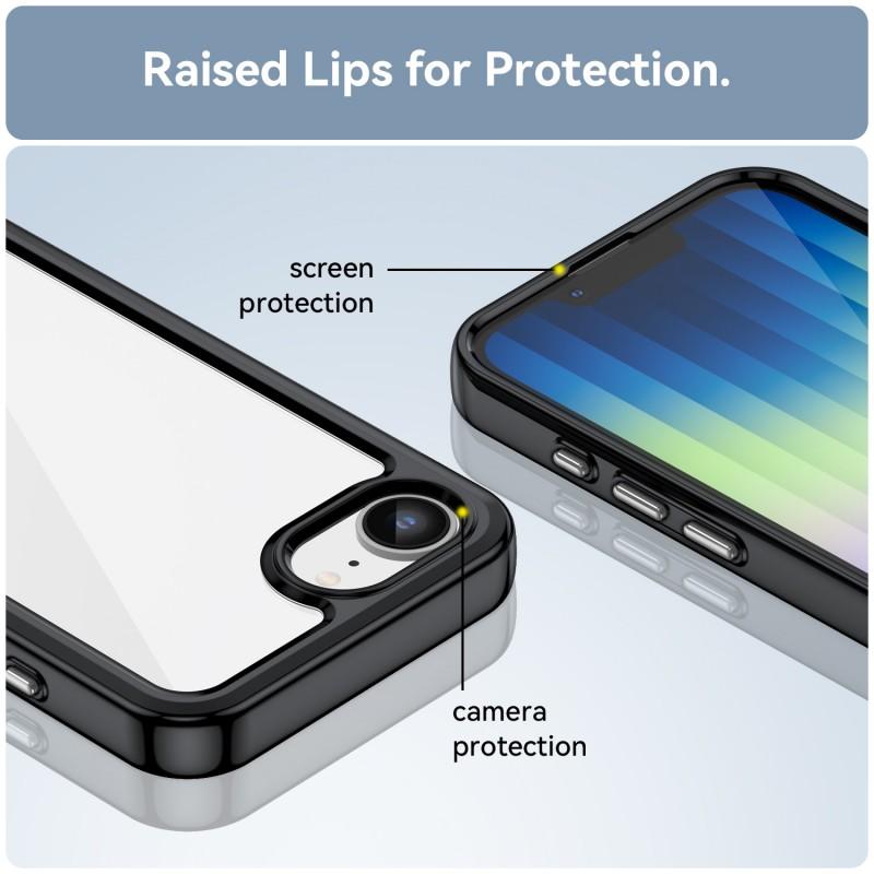 For iPhone 16e Phone Case WANLONFENG XC Series TPU Acrylic Cover with Tempered Glass (Big Lens Hole)