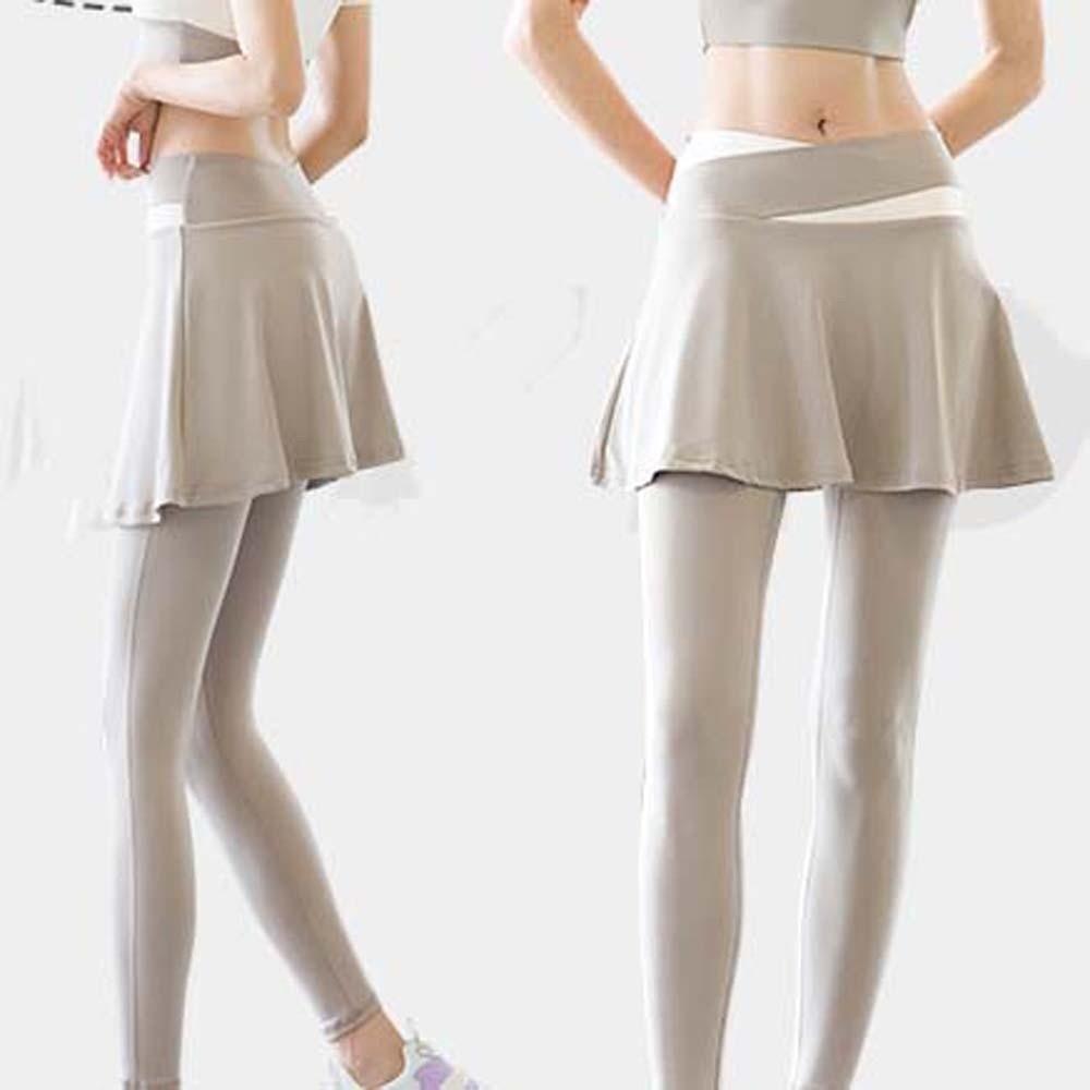 Combined in One Elastic Pants Skirt Tight Sports Yoga Pants Women Tights Fitness Leggings Exercise