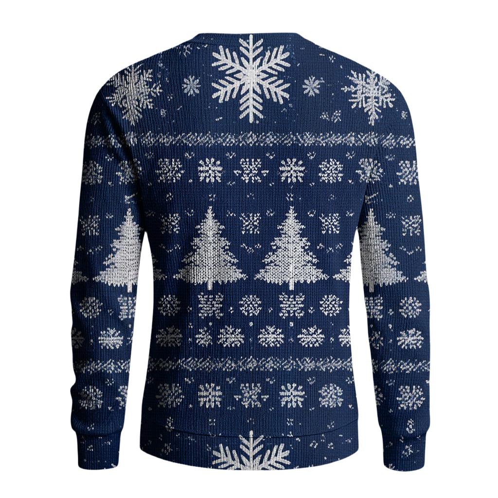 Мужской пуловер с круглым вырезом, длинными рукавами и рубчатой вязкой