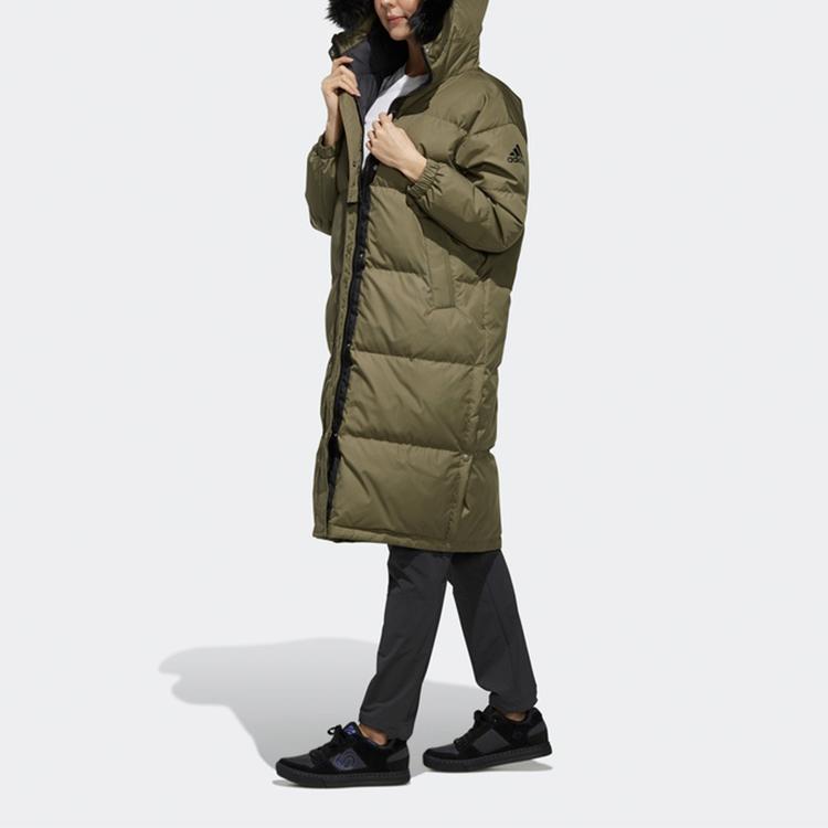 adidas Длинный пуховик с капюшоном для занятий спортом на открытом воздухе, женская верхняя одежда, оригинальный хаки-коричневый EH3981