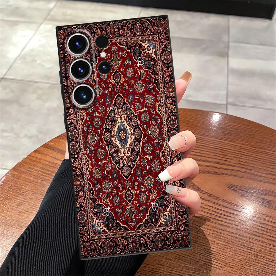 Ретро Этнический Узор Тотем Черный Мягкий Чехол для Телефона для Samsung Galaxy S21 FE S25 Edge S23 Ultra S24 Plus S20