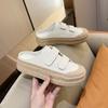 Half Slippers Women's Outer Wear 2025 Summer New Models Without Heel Dissolving Shoes Genuine Leather One Pedal White Shoes Bag Head Half Tray