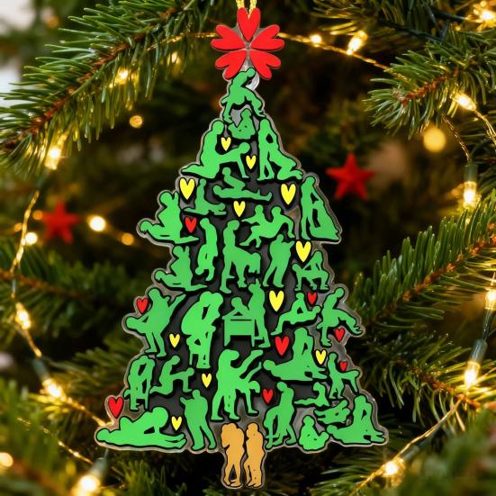 The Naughty Tree Christmas Ornament Humorous 2D Acrylic Green Tree Shaped Hanging Decor Funny