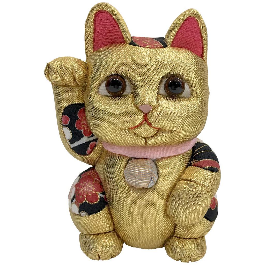 Large Maneki Neko Feng Shui Gold Traditional Craftsman Toko Kakinuma Wooden Doll Made In Japan (beckoning Cat)