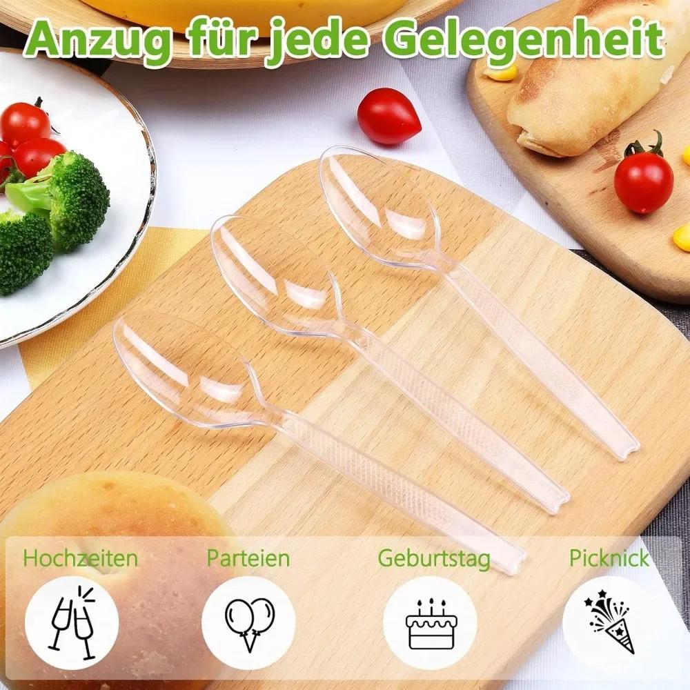 100 шт. Одноразовые пластиковые ложки Пластиковые столовые приборы Прозрачная чайная ложка Одноразовая посуда для десерта Мороженое Праздничные принадлежности