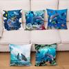 Cushion Cover Ocean Dolphin Pattern Underwater World Print Pillow Kids Sofa Home Decor