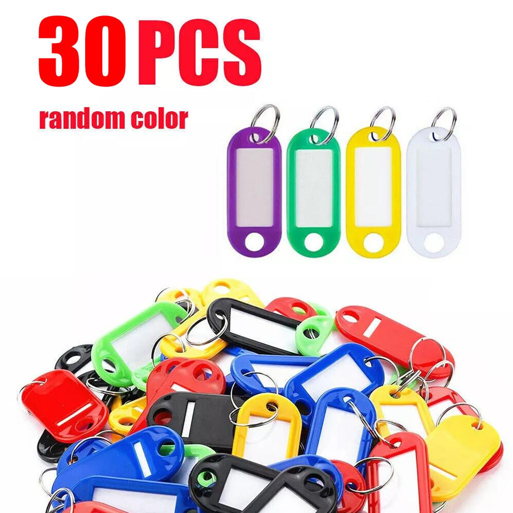 5-200pcs Plastic Key Tags With Split Keychain Ring Label Window For Diy Key Chain Kit Numbered Name Luggage Tags Accessories