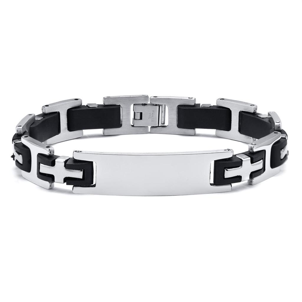 Titanium Steel Silicone Curved Bracelet for Men - Engravable Jewelry Accessory