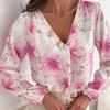 A Large Number of Spot New V-neck Flower Pattern Summer Ladies Commuter Temperament Shirt 8039
