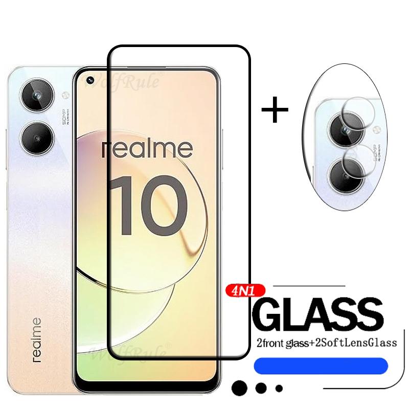 4-в-1 Для OPPO Realme 10 Стекло Для Realme 10 Закаленное Стекло 9H Полное Покрытие Клей HD Защитная Пленка Для Realme 10 4G Пленка для Линзы