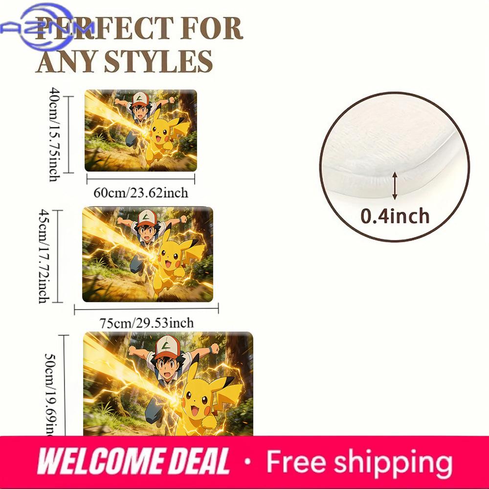 Pokemon Ash & Pikachu Thunderbolt Print Non-Slip Floor Mat Doormat