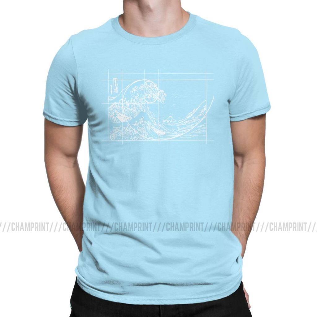 Hokusai Meets Fibonacci Sequence Golden Ratio Men S T Shirt Math Technical Geek Casual Tees Round