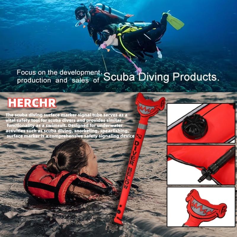 High Visible Inflatable Diving Buoy Float Signal Tube Scubas Diving Surfaces Marker Buoy for Scubas Diving Snorkeling