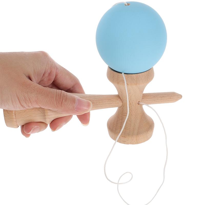 Painted Wooden Handle Ball Toy Outdoor Fitness Ball Training Children'S Eye-Hand Coordination Adult Outdoor Juggling Sports Ball