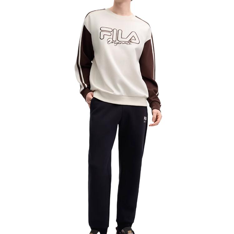 Fila Оригинальная удобная приятная к коже повседневная теплая толстовка с цветными блоками мужская толстовка облачно-белая F11M519202F-WT