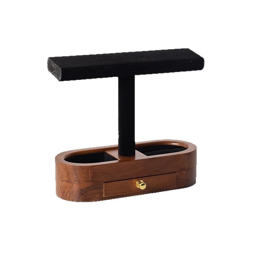 Space-saving Wooden Jewelry Organizer T-bar Design Watch Display Stand Home Use