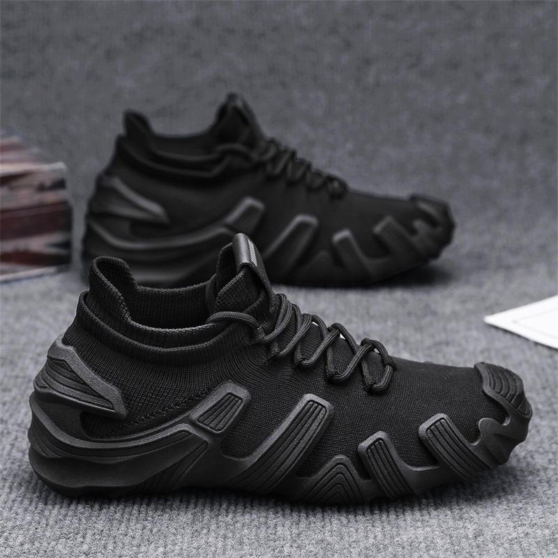 2025 Summer New Men's Breathable Mesh Sneakers Fly-woven Comfortable Running Shoes One-pedal Lazy Socks Shoes