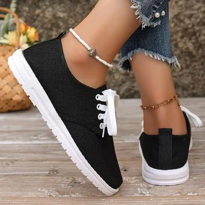 2024 осень новые одинарные туфли повседневные парусиновые туфли на шнуровке с круглым носком и плоской подошвой белые туфли большого размера спортивная обувь