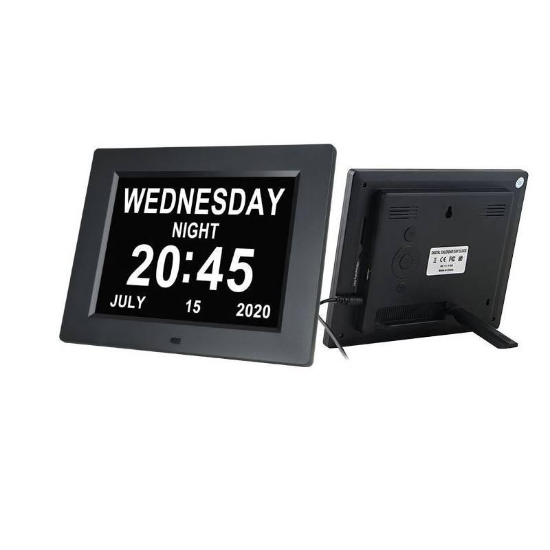 8-дюймовая цифровая фоторамка высокой четкости с крупным шрифтом, электронный календарь, будильник для пожилых