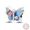 Springtime Copper Sparkling Zircon Colorful Butterfly Charms Beads Fit Pendants Bracelets Diy Birthday Jewelry Gift