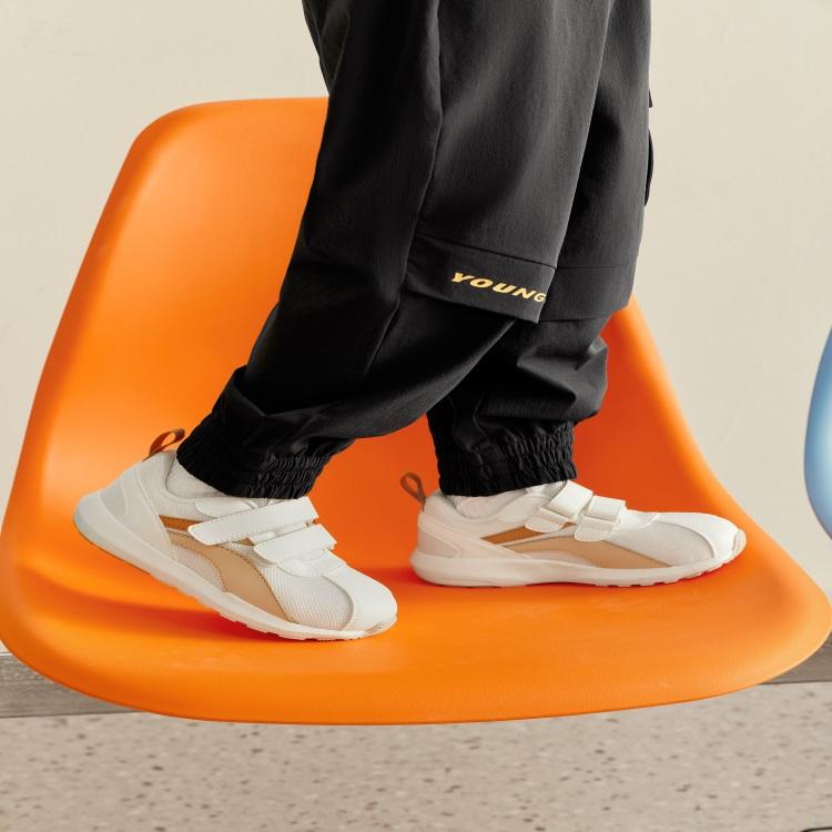 Li Ning Kids Sports Lifestyle Series Little Agan Trendy Low-Top Casual Shoes Детские кроссовки Off-White Orange YKAP148-82