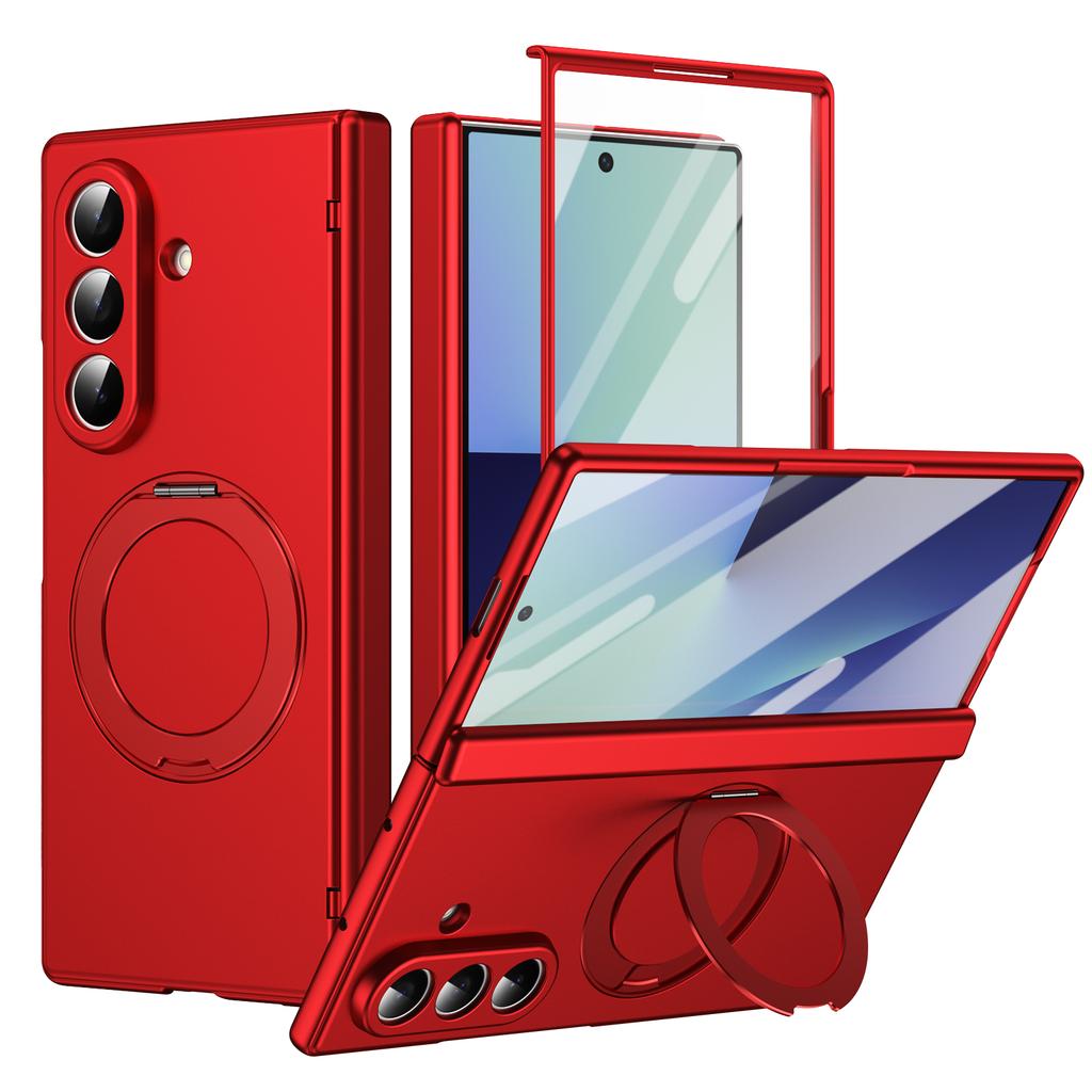 Ультратонкая магнитная крышка для Samsung Galaxy Z Fold 7/6/5 Многофункциональная вращающаяся на 360° подставка со стеклянным защитным экраном