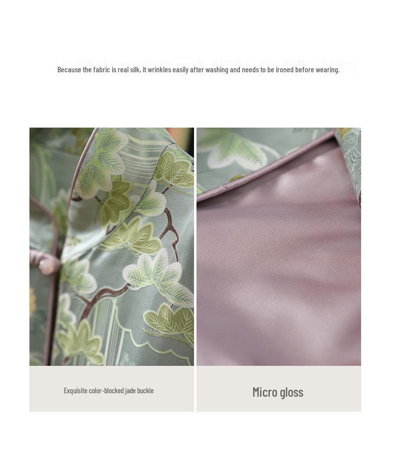 Место! Жакет из жаккардового шелка тутового шелкопряда плотностью 32 момми с застежкой на пуговицу-лягушку - стиль костюма тан