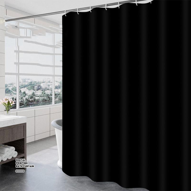 Shower Curtain Solid Black Waterproof Mildew-proof Thickened Partition Bathroom Curtain For
