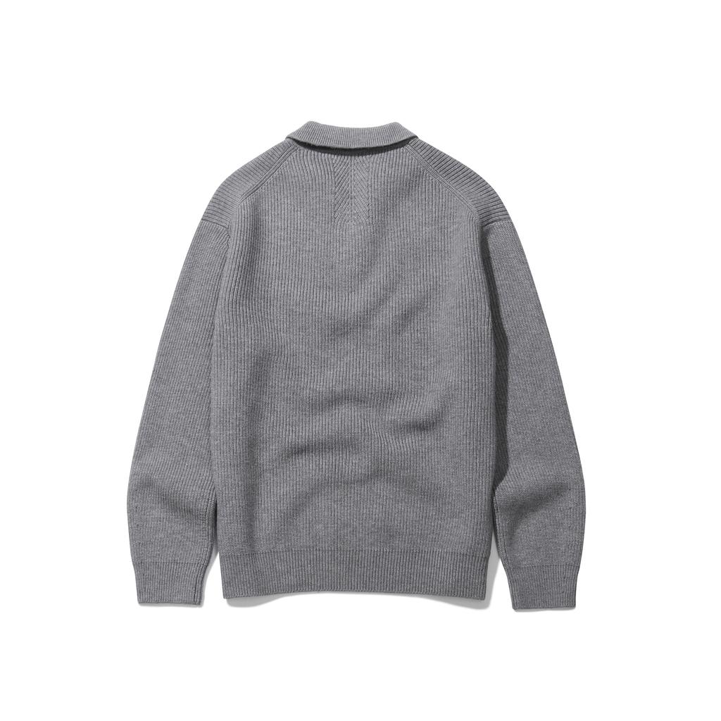LEDEPT Cashmere Blending Hacci Button Collar Knit [Gray]