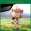 Cute Listening To Music Colorful Cat Pattern, Acrylic Pendant For Fun Vehicle Accessory