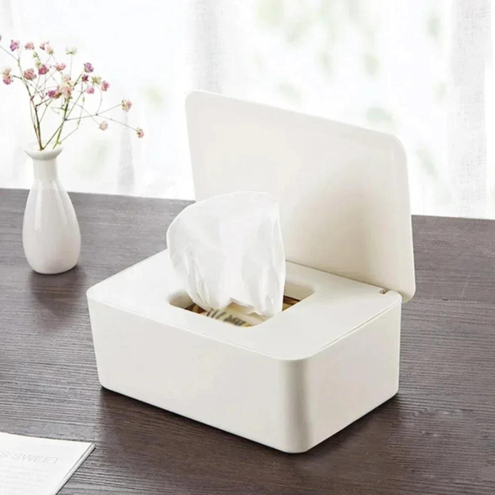 1pc Dustproof Wet Tissue Box with Lid Baby Nappy Wet Tissue Storage Holder Dispenser for Home Office Paper Tissue Storage Box