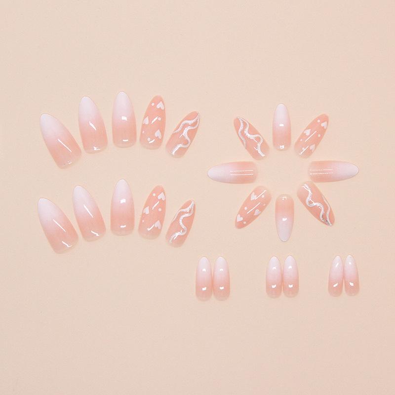 Накладные ногти Love Gradual Change Wearing Nail Removable Piece Simple Line Fine Flash Nail Patch 24 шт.