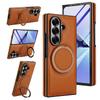 Samsung Galaxy Z Fold 7 6 5 4 3 uchun hashamatli biznes Sle bir rangli teri naqshli magnit stendli telefon g'ilofi himoya qopqog'i