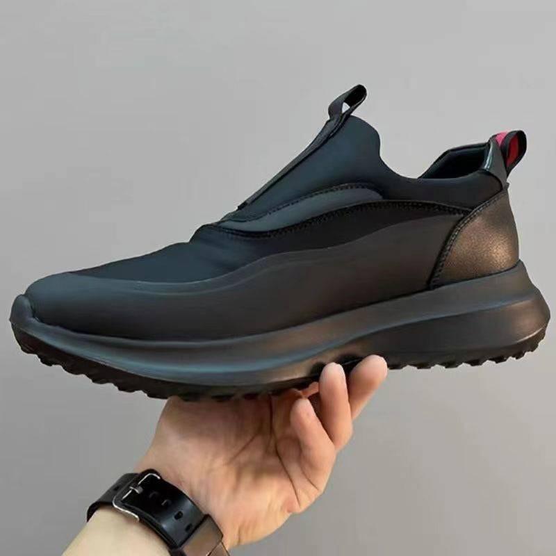 2024 Мужские легкие кожаные кроссовки Slip-On — круглый носок, толстая подошва для всех сезонов