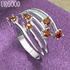 925 Sterling Silver Red AAA Zircon Ring Gift Fashion Jewelry
