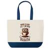 Tote Bag - PLANETEE - Marie-Claire - Fond Bleu - Motif Chouette - Coton 40x45 Cm