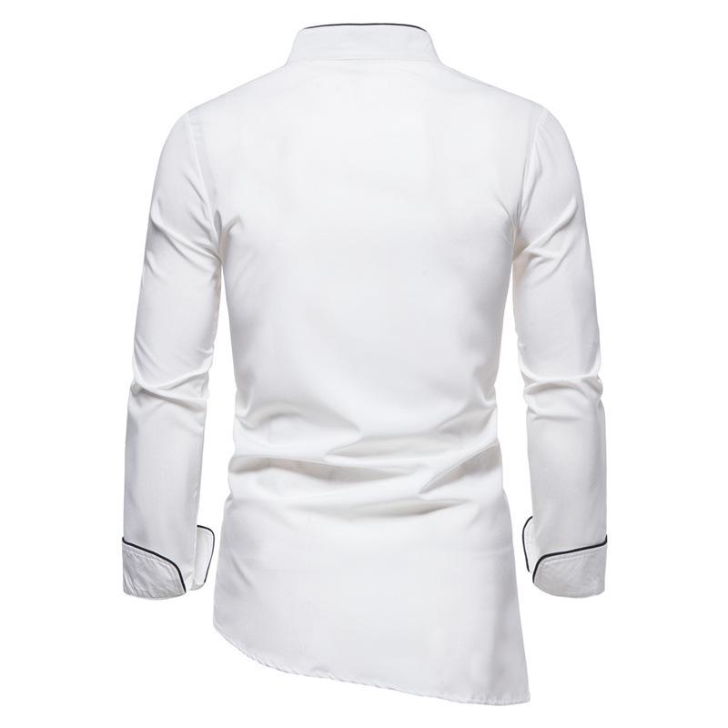 Men's 2025 Solid Color Stand Collar Long Sleeve Plus Size Formal/Casual Shirt, European Fit.