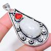 Rainbow Moonstone, Garnet 925 Sterling Silver Jewelry Pendant 2.60" A4y28