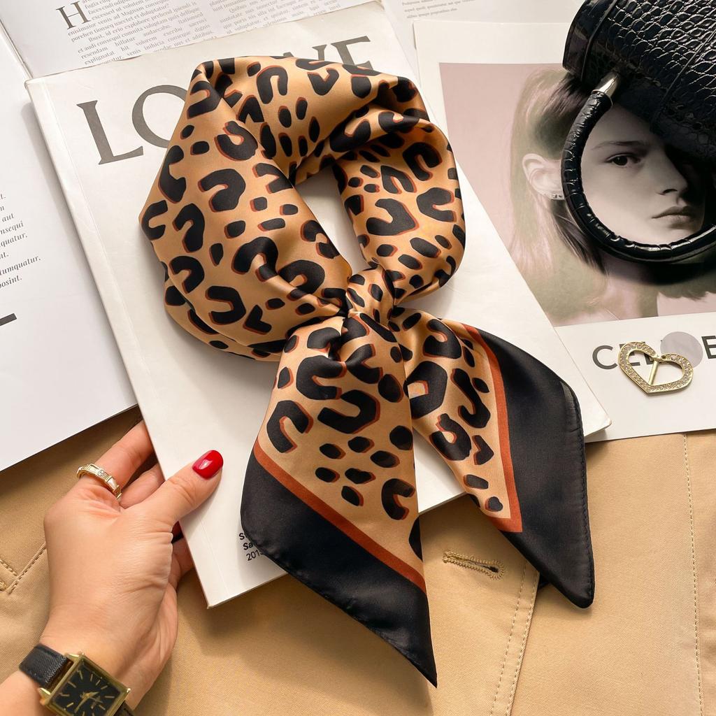 Brand Floral Print Silk Square Scarf Women Soft Satin Kerchief Hairband Neckerchief Head Hijab Lady Headband Foulard Bag Ribbon