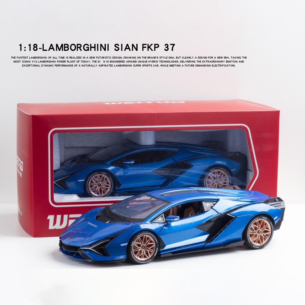 1/18 масштаб Lambo Sian, литая под давлением модель автомобиля, игрушечный автомобиль с откатным механизмом, звуком и светом для детей, взрослых, подарочная коллекция