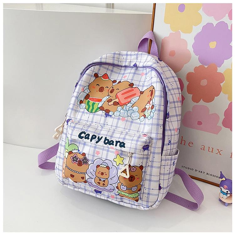 Стильный рюкзак с принтом капибары для детей - для начальной школы и детского сада