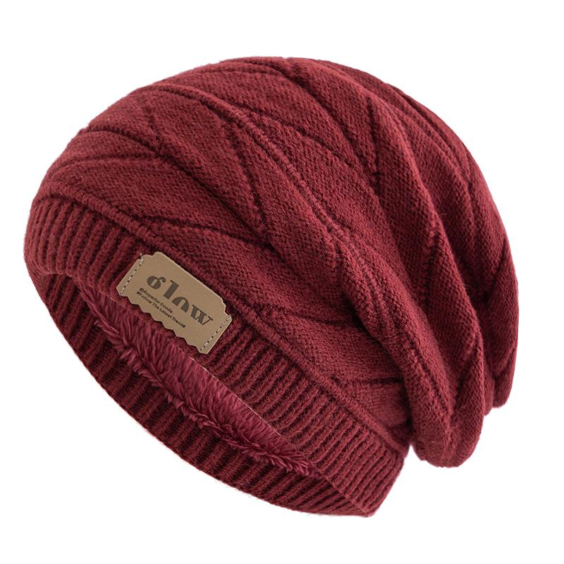 Unisex Beanie Hats for Men Women Outdoor Ski Sports Winter Hat Letter Label Decor Plush Fur Lined Warm Knitted Hat