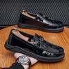 Весна 2025 новая повседневная одинарная обувь мужские британские лоферы на одной педали обувь для вождения повседневная кожаная обувь на мягкой подошве