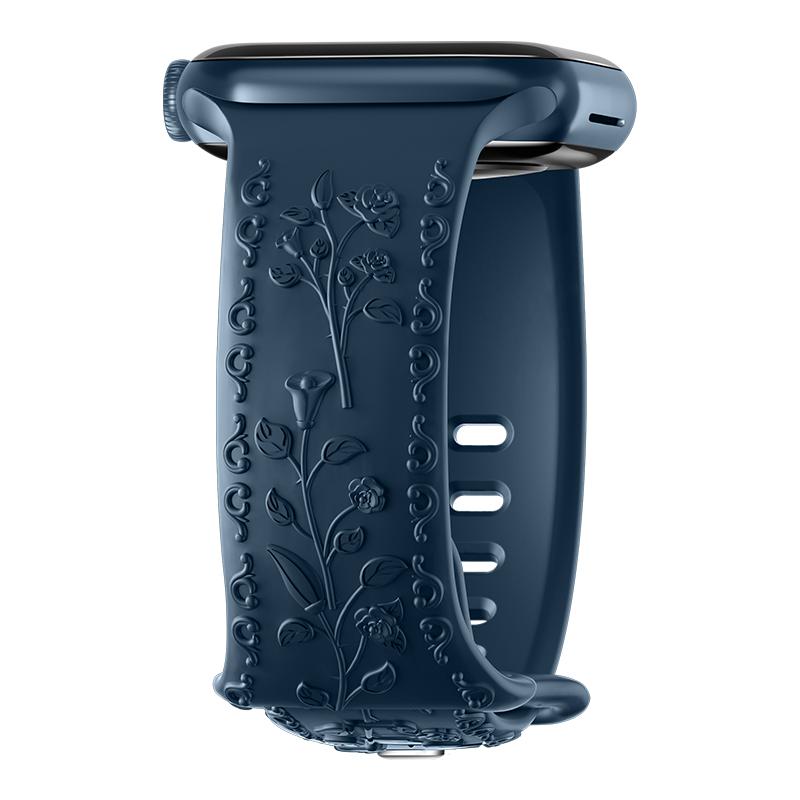 Силиконовый ремешок для Apple Watch 10 Ремешок 46мм 44мм 41мм 40мм 45мм 49мм Браслет с цветочным тиснением Correa Series 8 9 7 SE 4 5 Ultra 2