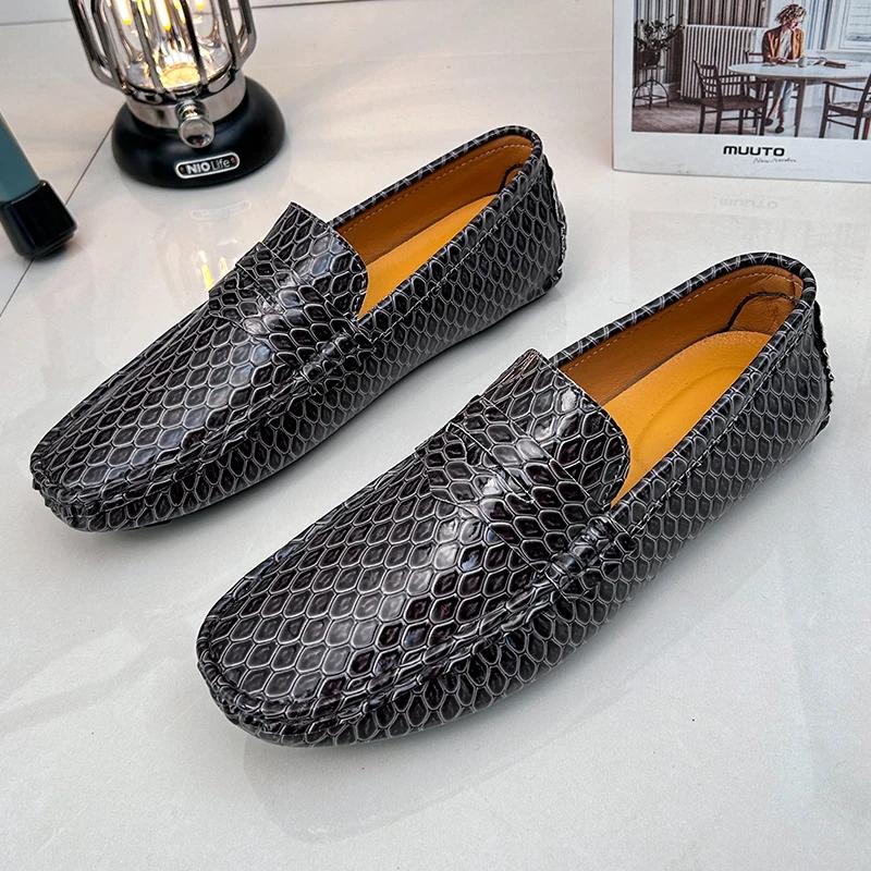 New Loafers Men Handmade Leather Loafer Casual Driving Flats Slip-on Shoes Luxury Comfy Moccasins Black Loafers Shoes for Men